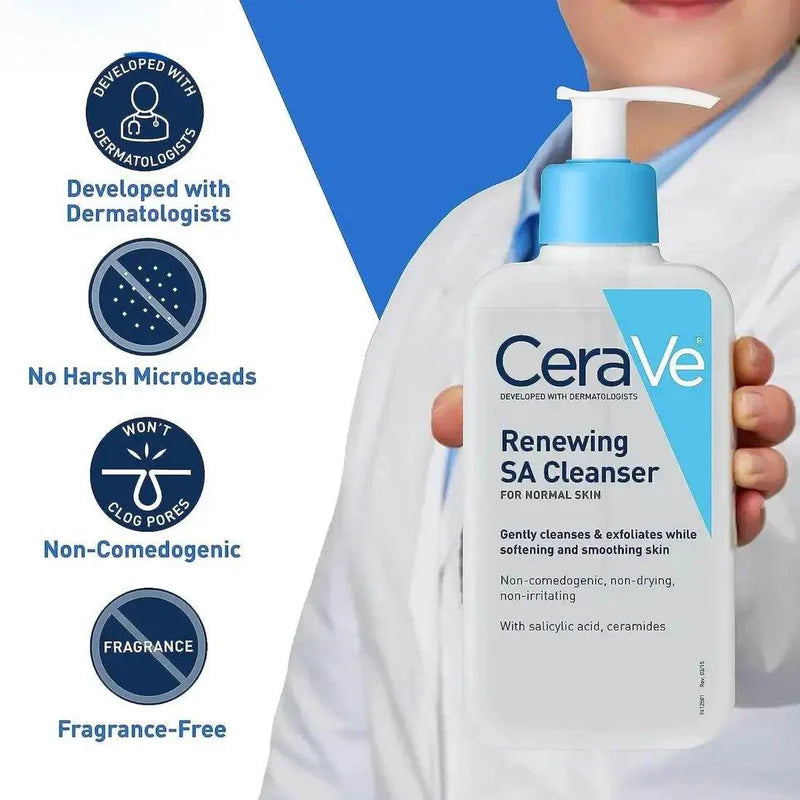CeraVe Renewing SA Cleanser – exfoliating hydrating face wash with salicylic acid, ceramides, and hyaluronic acid – Alire Beauty