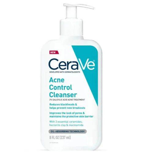 CeraVe Acne Control Cleanser – 237 ml gel-to-foam face wash with salicylic acid and clay for acne-prone skin – Alire Beauty