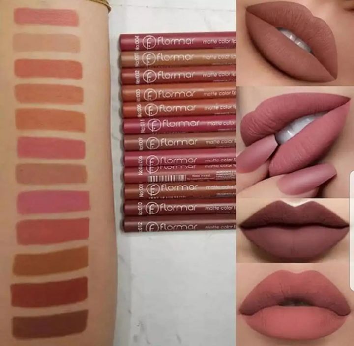 Flormar 12 Matte Lip Pencils - ALIRE BEAUTY
