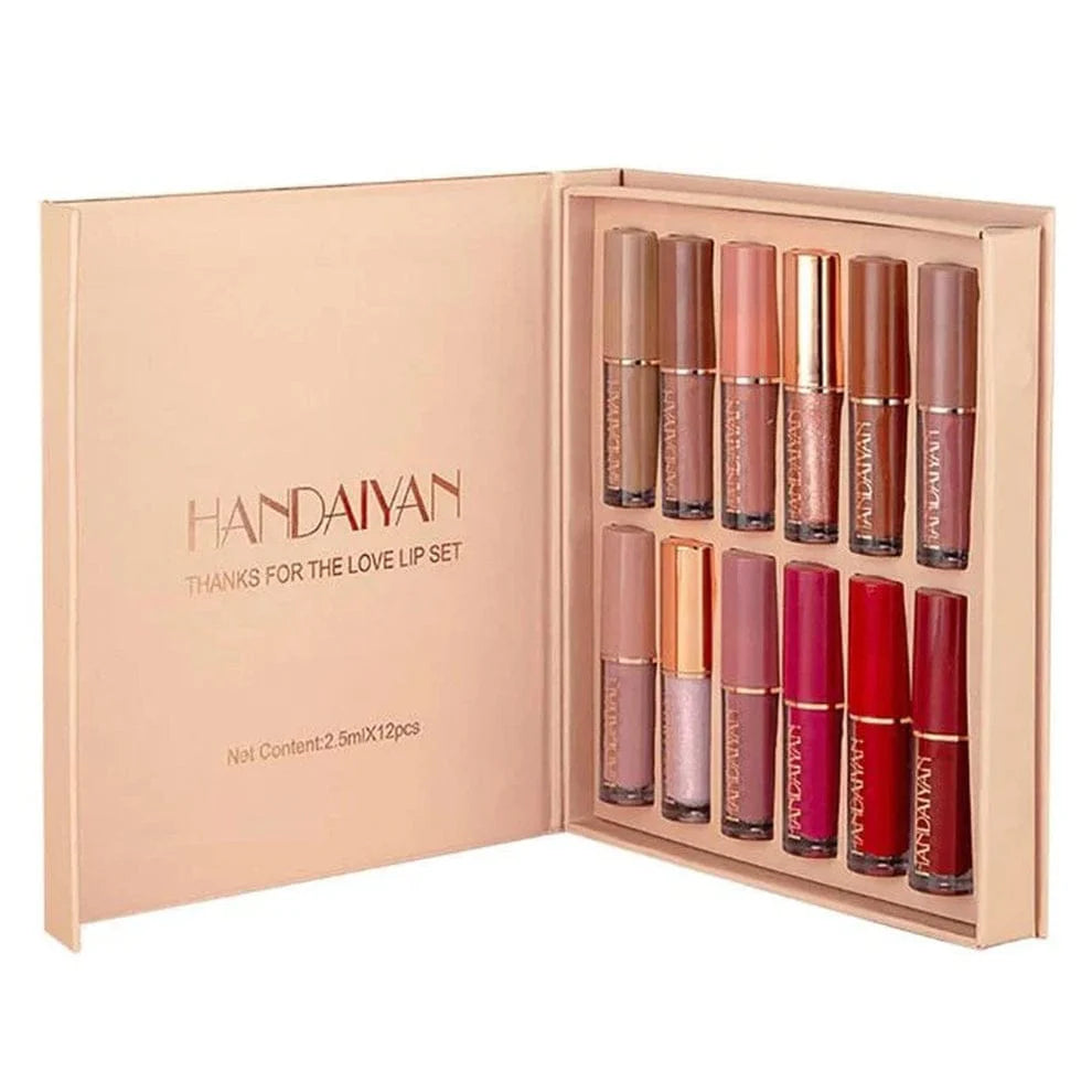 Handaiyan 12-Piece Lip Set: Matte & Gloss LIPGLOSS - ALIRE BEAUTY