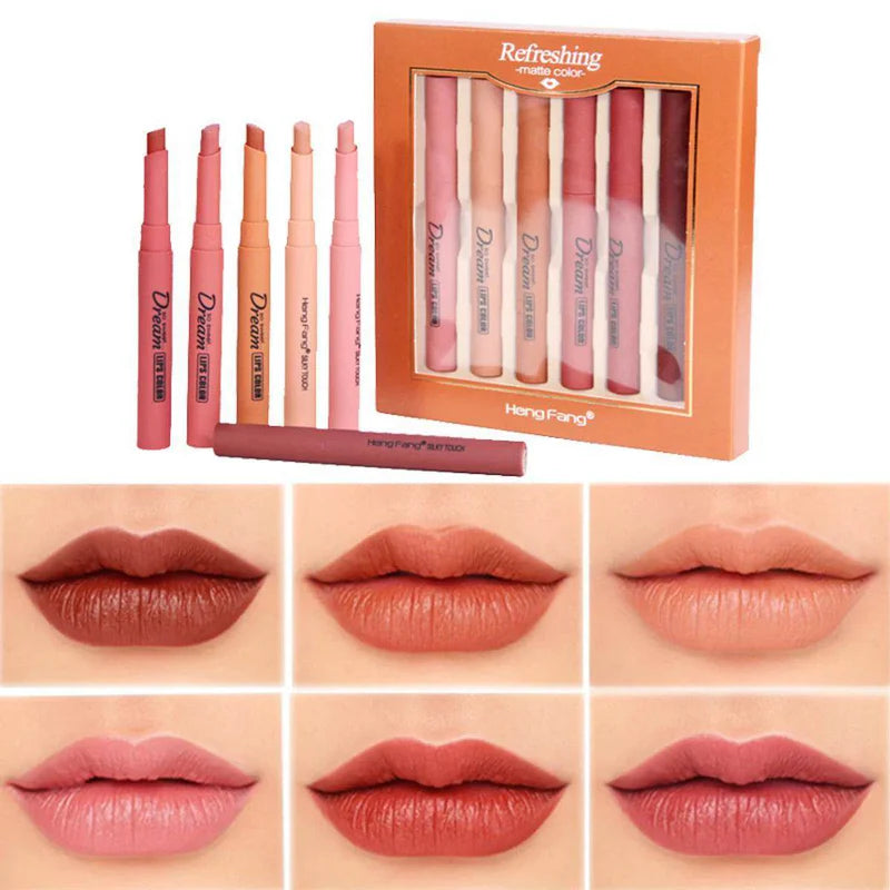 Heng Fang 6-PC Matte Lip Crayon Set - Alire Beauty
